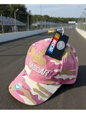 Nascar Pink Camouflage Hat with Embroidered Logo